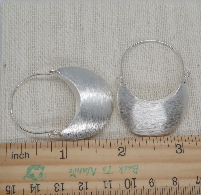Sterling Silver Half Moon Statement Hoop Earrings Handmade Etsy
