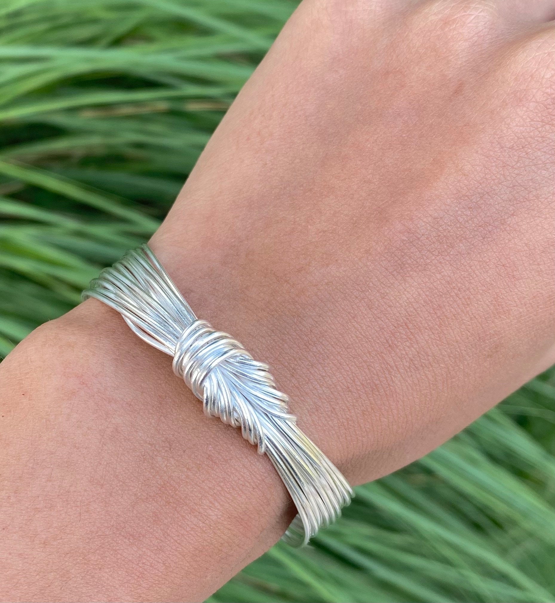 Handmade Sterling Silver Knot Cuff Bracelet Tied White Silver Etsy