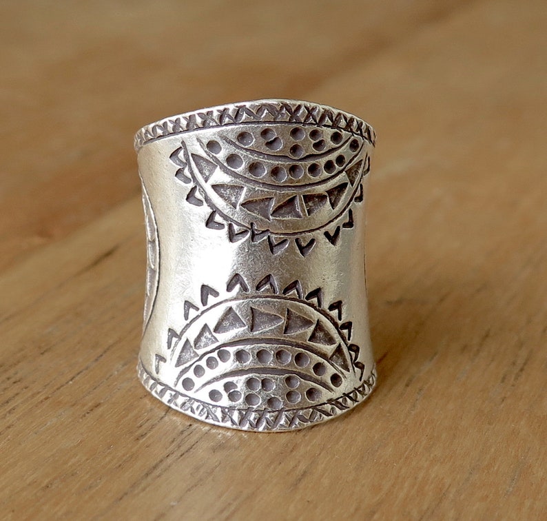 Letter Wide Silver Self-Pleasing Vintage Glossy Wide Open Female Ring - Afro Fashion Hive main image 1