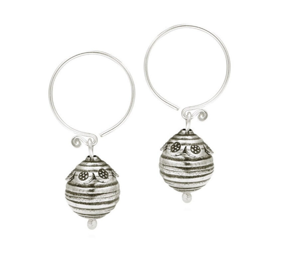 Sterling Silver Ethnic Ball Dangle Earrings Handmade Rustic Etsy