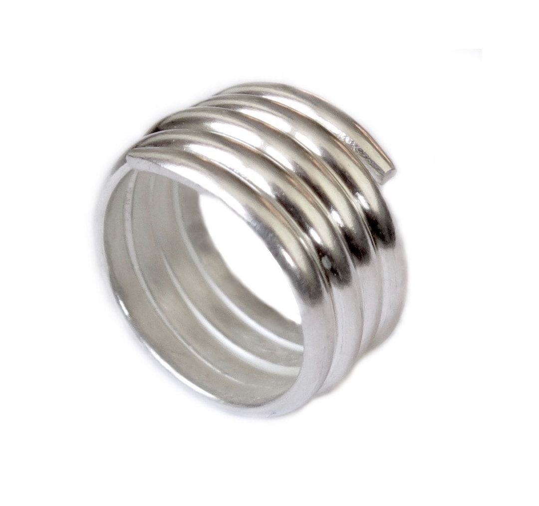 Sterling Silver Spiraling Ring, Handmade Wrap Around Swirling Coiled ...