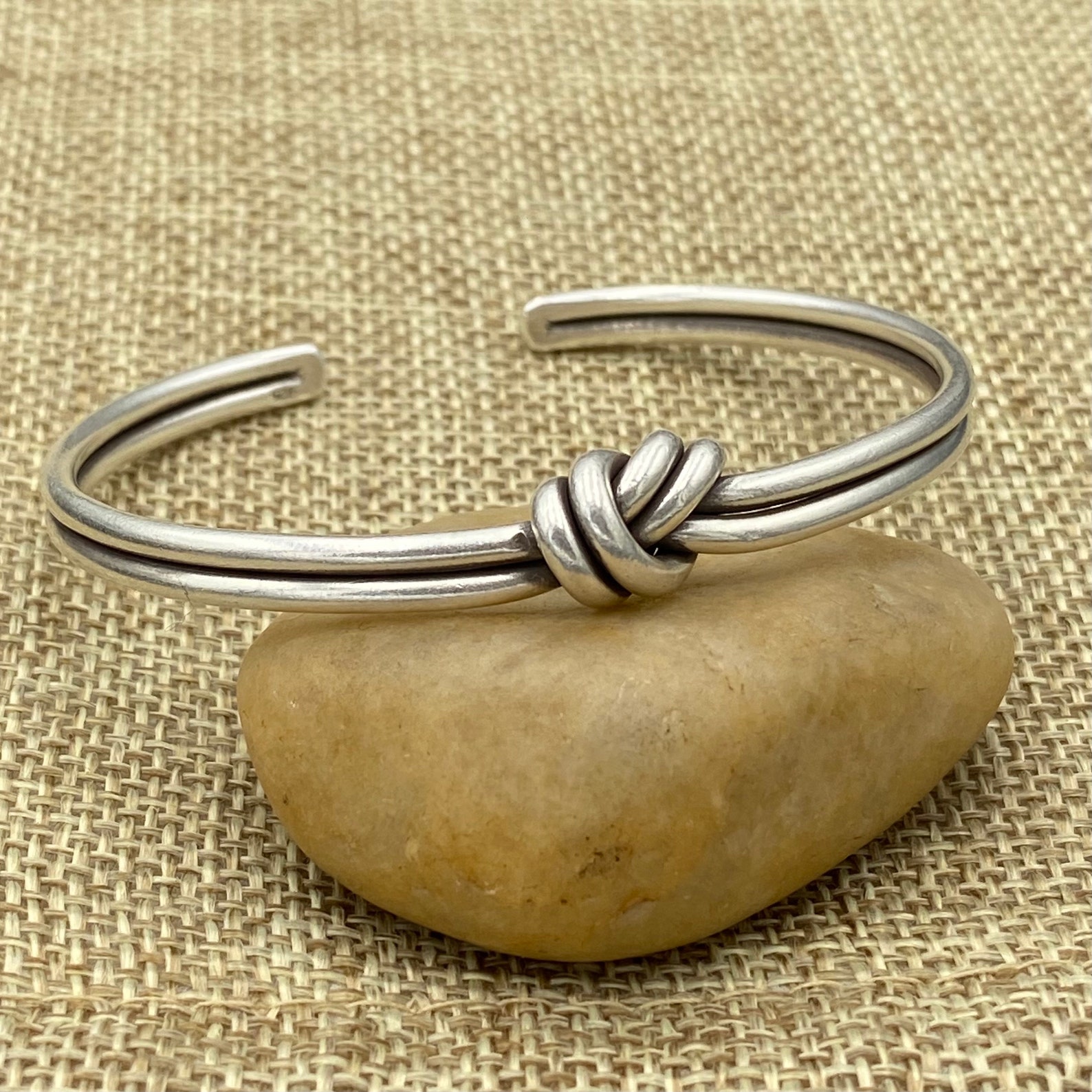 Handmade Sterling Silver Knot Cuff Bracelet Minimalist Rustic Etsy