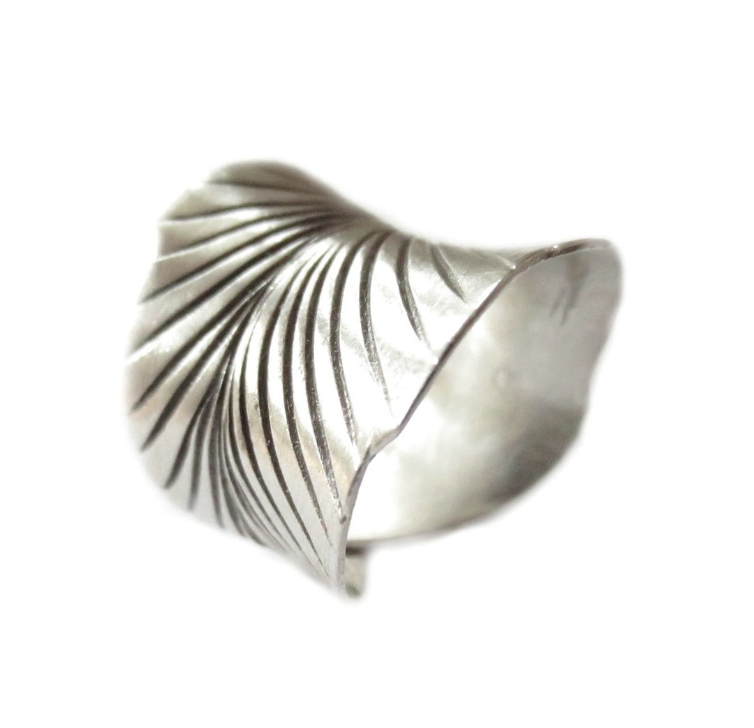 Sterling Silver Wide Boho Wrap Band Ring, Handmade Adjustable Tribal ...