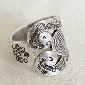 Rustic Handmade Sterling Silver Ethnic Tribal Gypsy Boho Wide Band Wrap ...