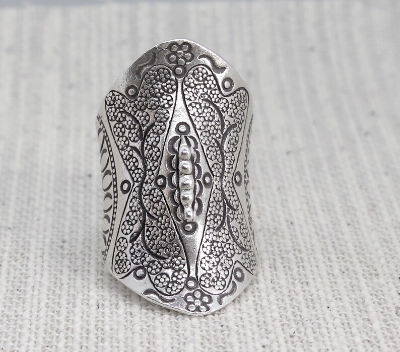Sterling Silver Boho Statement Ring Handmade Large Ethnic Etsy