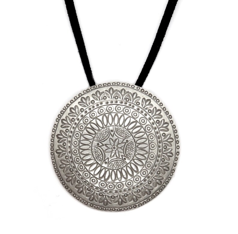 Large Boho Pendant Boho Chic Pendant Hammered Pendant Statement Pendant