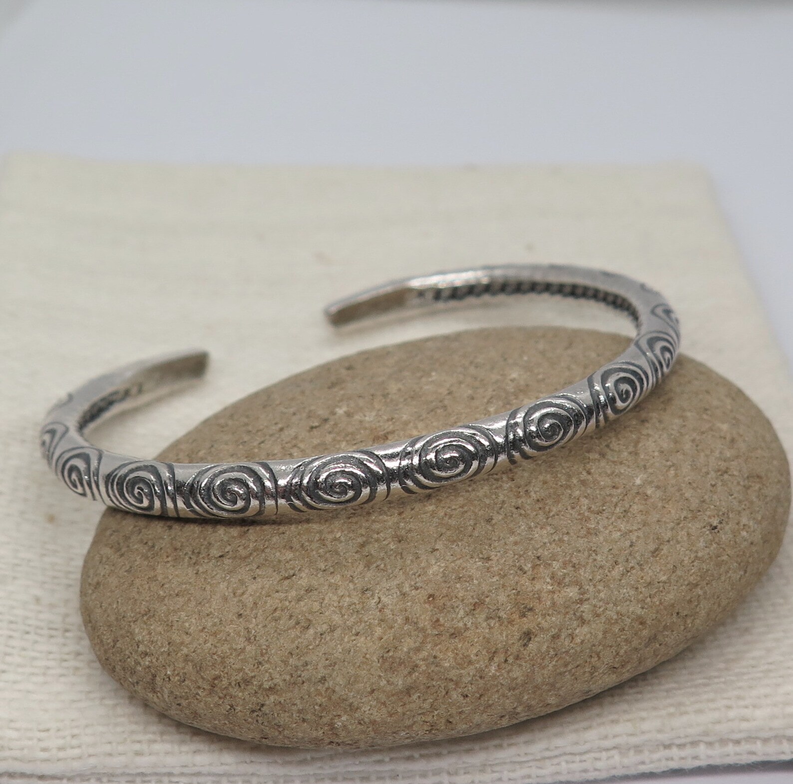 Sterling Silver Boho Cuff Bracelet Handmade Adjustable Thick Etsy