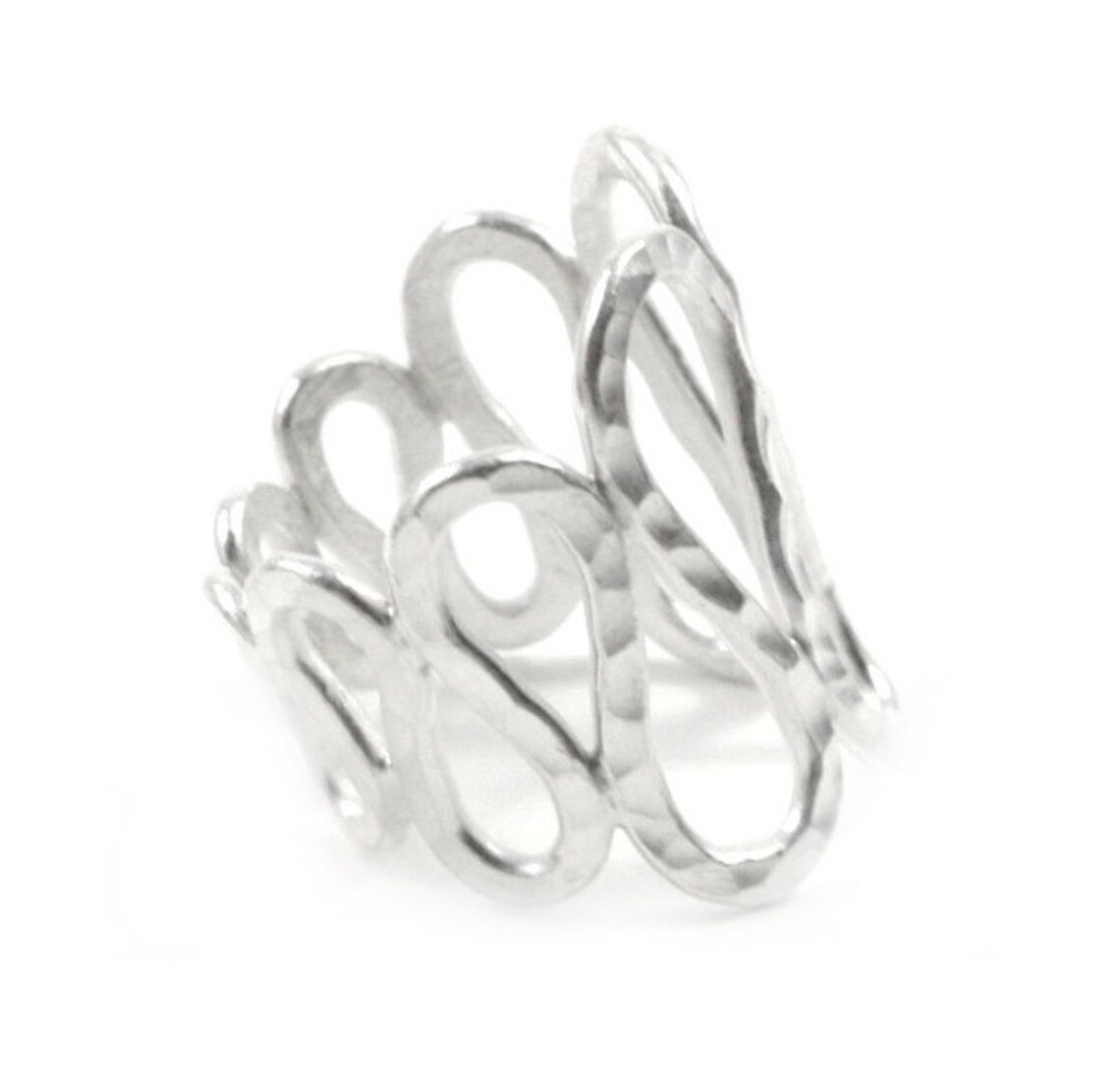 Handmade Hammered Sterling Silver Wide Infinity Ring, Long Curvy Zigzag ...