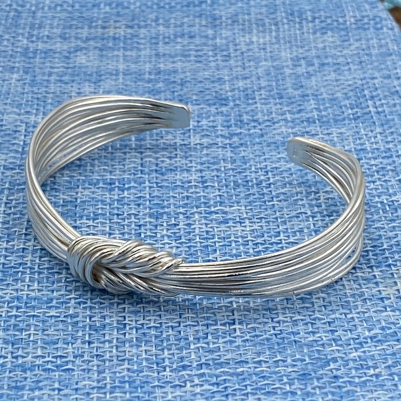 Handmade Sterling Silver Knot Cuff Bracelet Tied White Silver Etsy