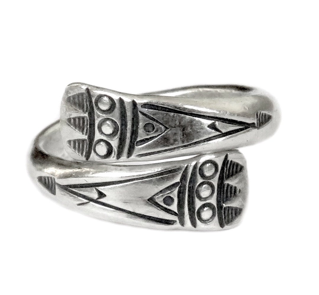 Handmade Sterling Silver Spiraling Wrap Ring, Ethnic Tribal Geometric ...