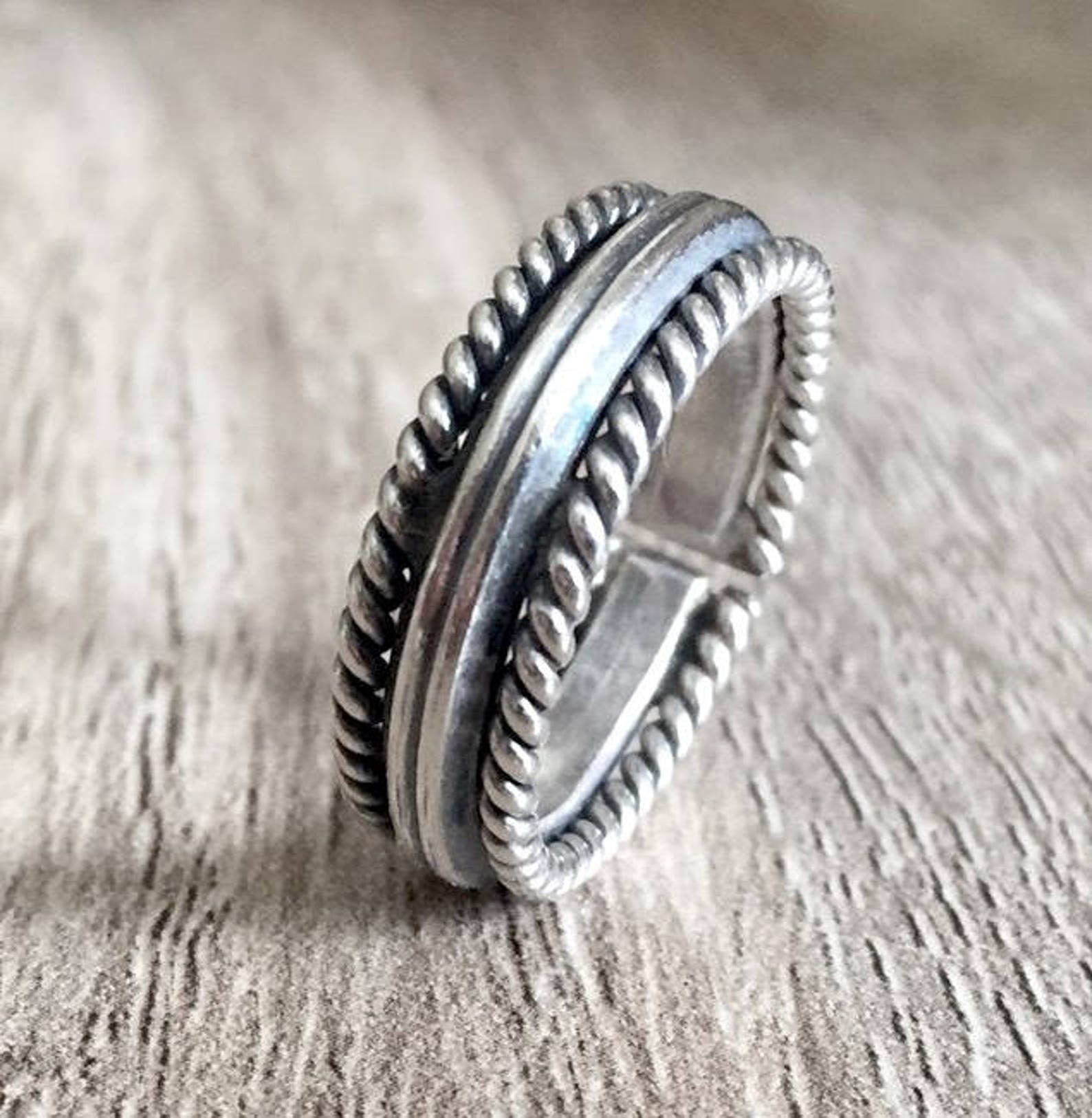 Sterling Silver Wide Band Ring Handmade Thick Solid Etsy