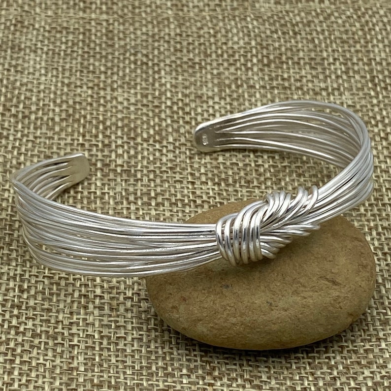 Handmade Sterling Silver Knot Cuff Bracelet Tied White Silver Etsy