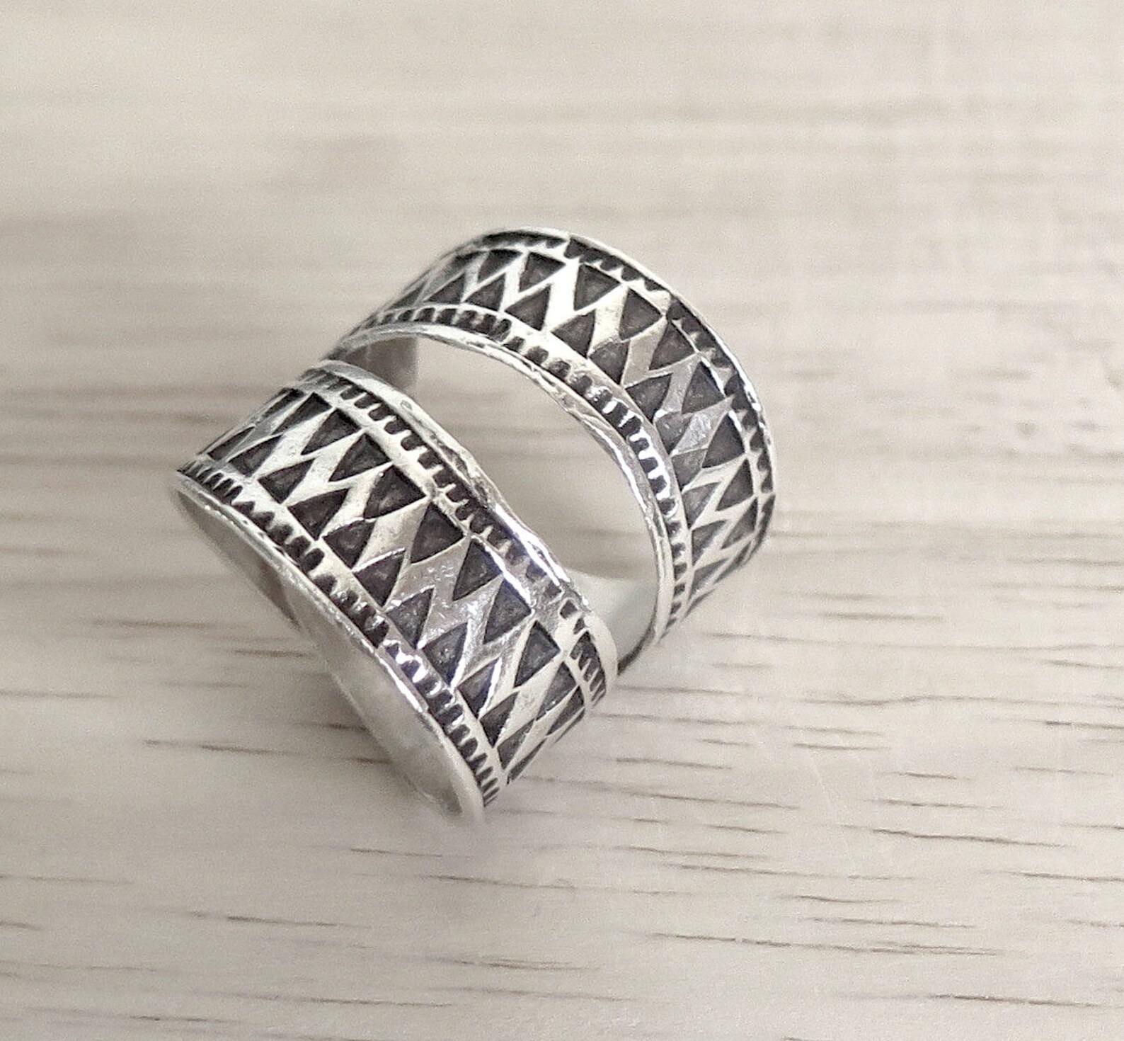 Boho 3 Sterling Silver Set of Rings plated in 18K Gold & Rhodium (No 53)