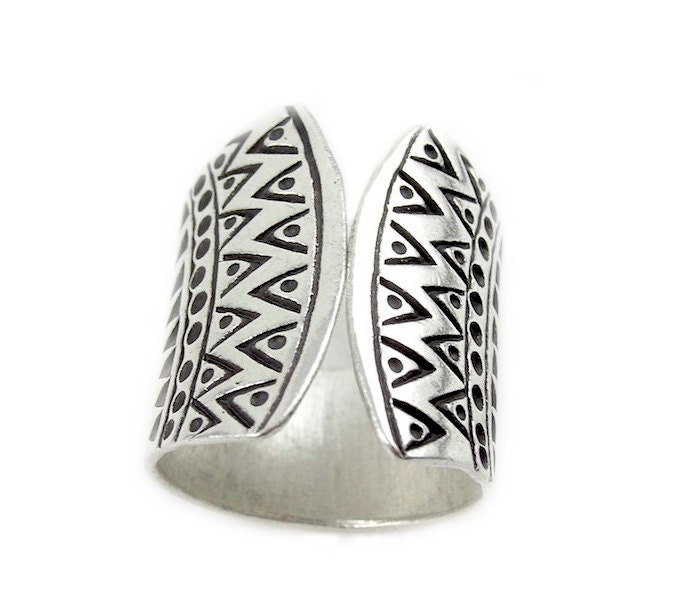 Boho Handmade Sterling Silver Ethnic Tribal Wide Band Statement Ring ...