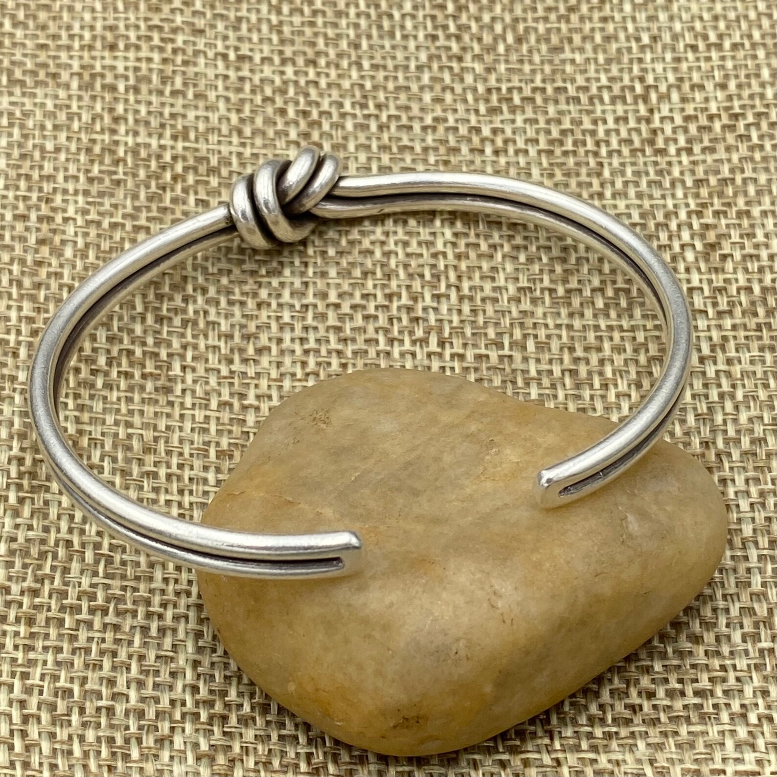 Handmade Sterling Silver Knot Cuff Bracelet Minimalist Rustic Etsy