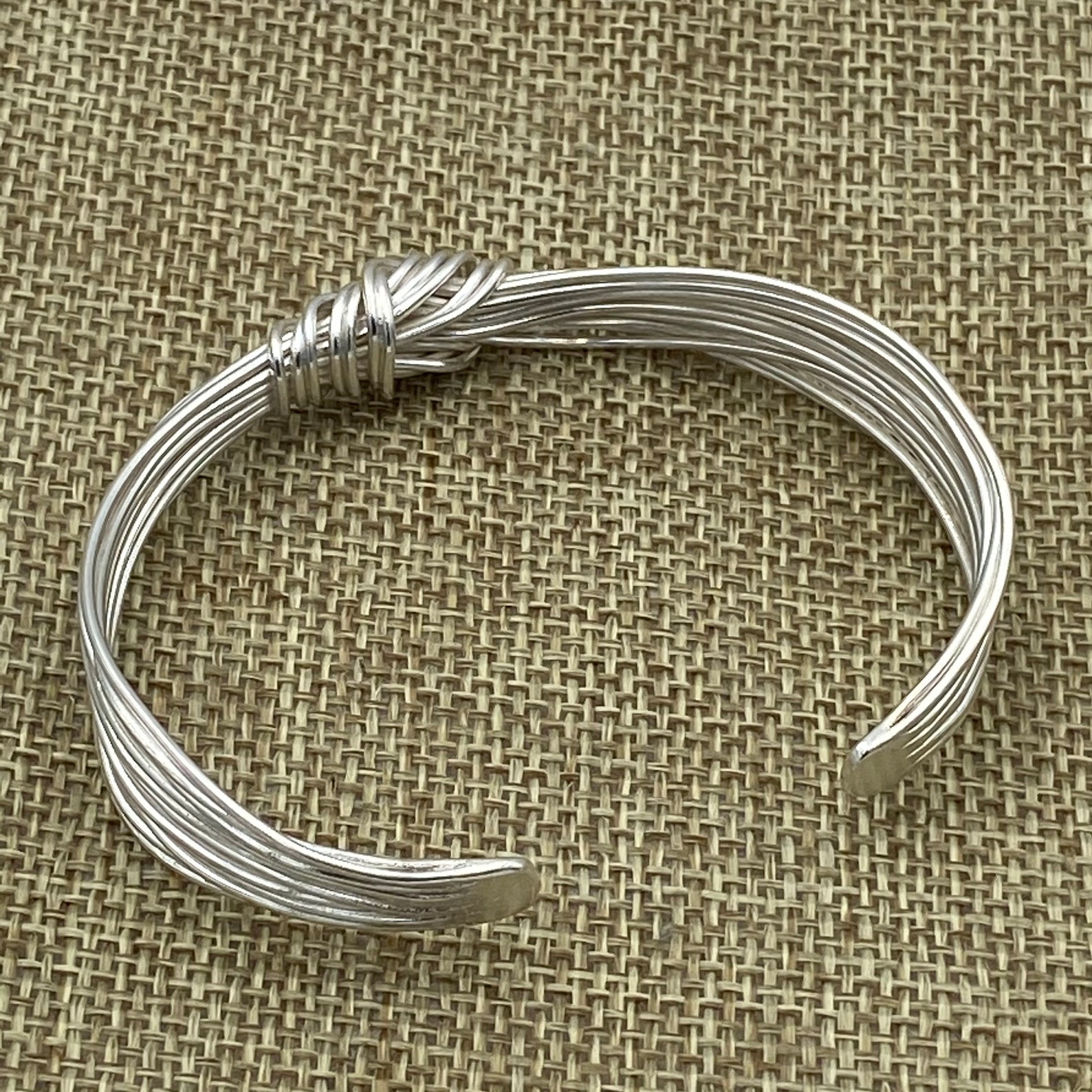 Handmade Sterling Silver Knot Cuff Bracelet Tied White Silver Etsy