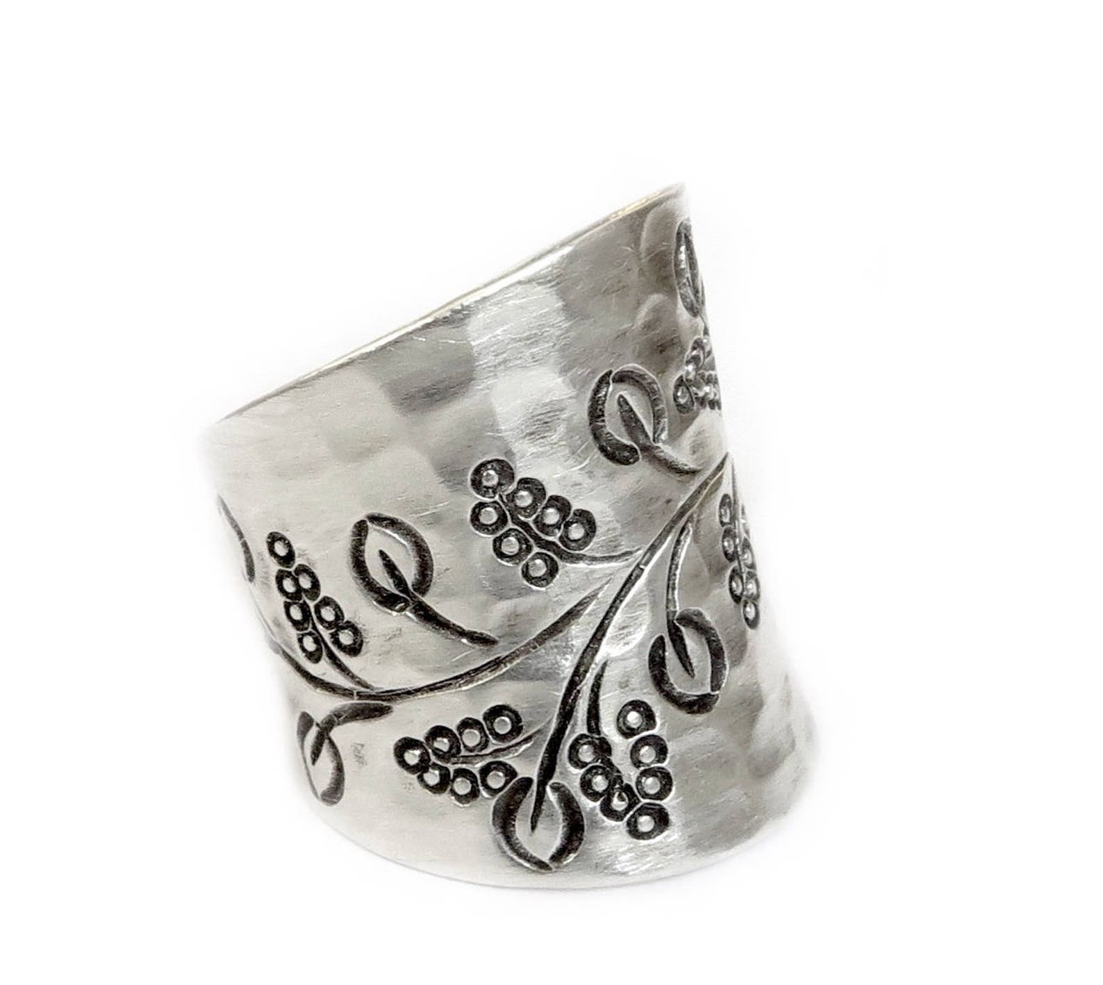 Letter Wide Silver Self-Pleasing Vintage Glossy Wide Open Female Ring - Afro Fashion Hive