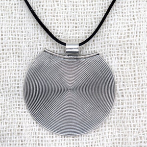 Sterling Silver Large Moon Boho Pendant choker, Black Spiral Disc Women's or Men's , 2 sizes Handmade Gypsy Pendant, Gift For Her or Him image 5