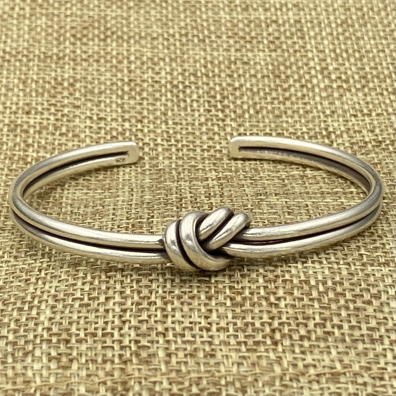 Handmade Sterling Silver Knot Cuff Bracelet Minimalist Rustic Etsy