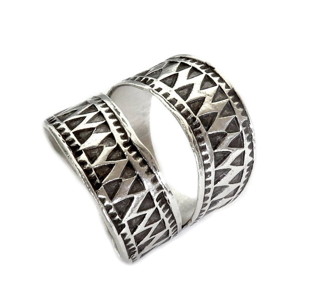 Sterling Silver Ethnic Boho Wide Ring, Fit as Thumb Ring, Tribal Gypsy ...