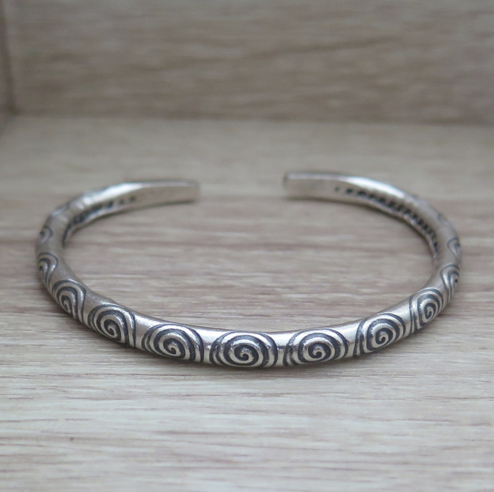 Sterling Silver Boho Cuff Bracelet Handmade Adjustable Thick Etsy