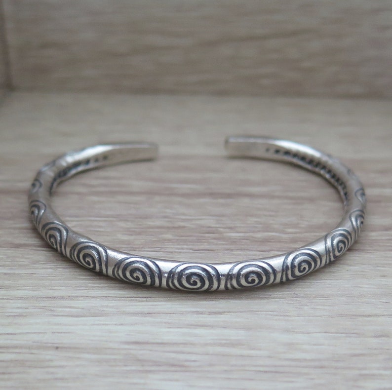 Sterling Silver Boho Cuff Bracelet Handmade Adjustable Thick Etsy
