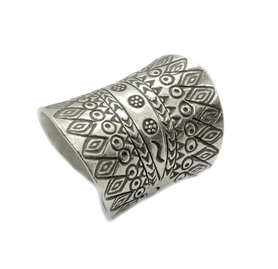 Sterling Silver Ethnic Gypsy Boho Wide Band Statement Ring, Also as ...
