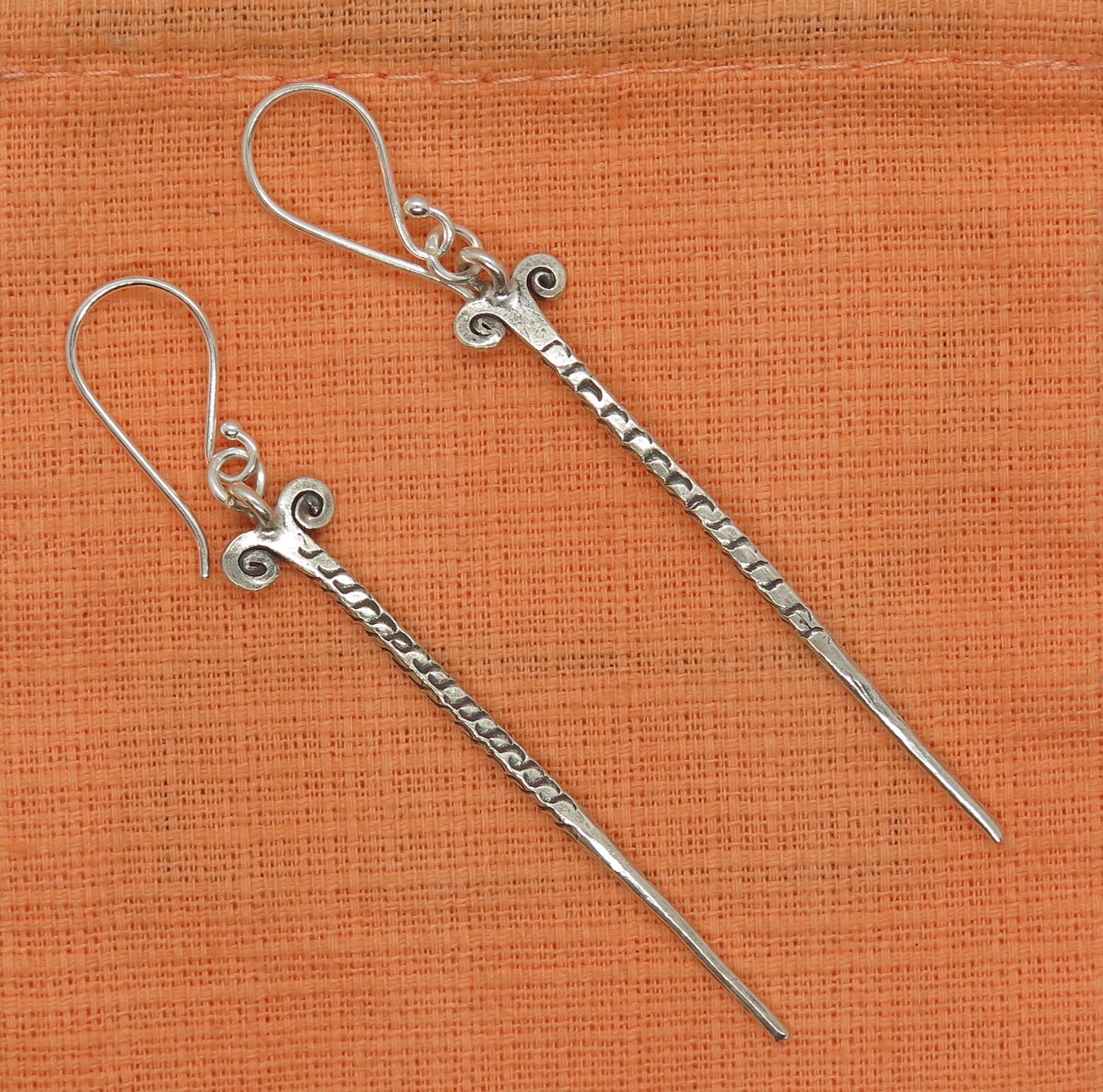 Sterling Silver Needle Spike Long Dangle Earrings Handmade Etsy