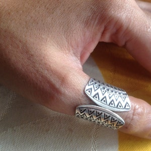 Boho Handmade Sterling Silver Ethnic Tribal Wide Band Statement Ring ...