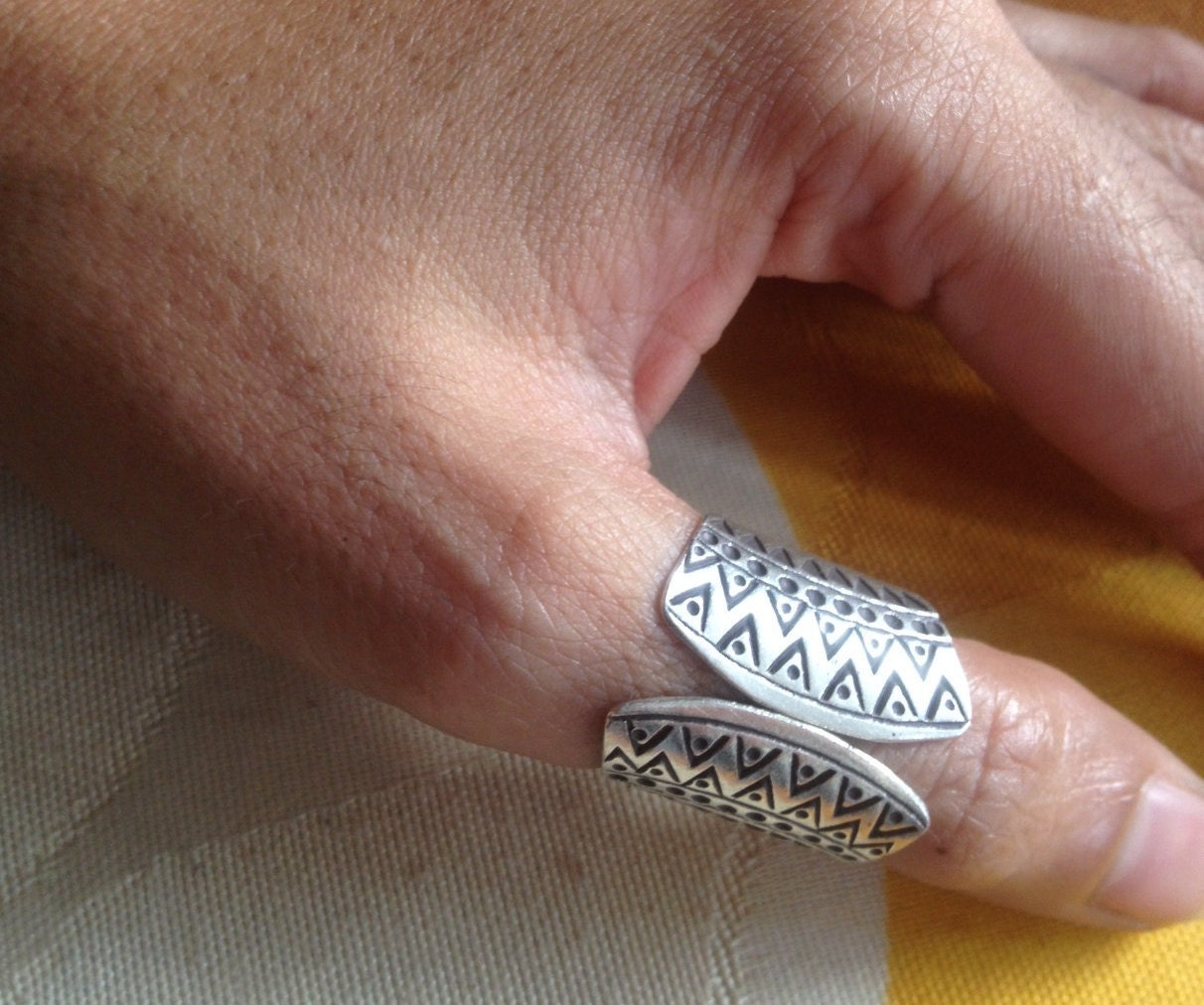 Boho Handmade Sterling Silver Ethnic Tribal Wide Band Statement Ring ...