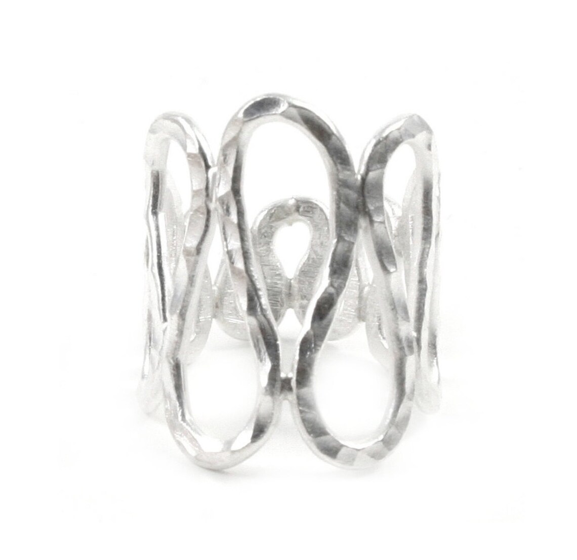 Handmade Hammered Sterling Silver Wide Infinity Ring, Long Curvy Zigzag ...