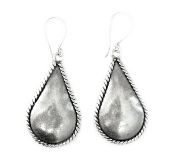 Sterling Silver Large Dangle Statement Earrings Handmade Oval Etsy