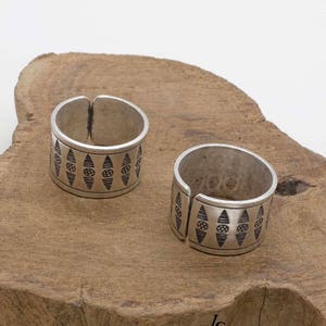 Sterling Silver Wide Band Ring, Boho Tribal Women or Men Handmade Ring ...