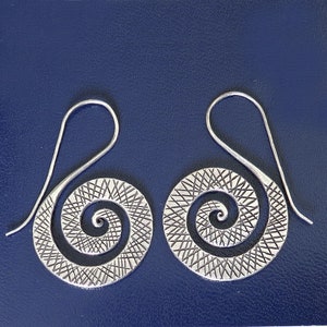 Sterling Silver Spiral Boho Statement Earrings Handmade Large - Etsy