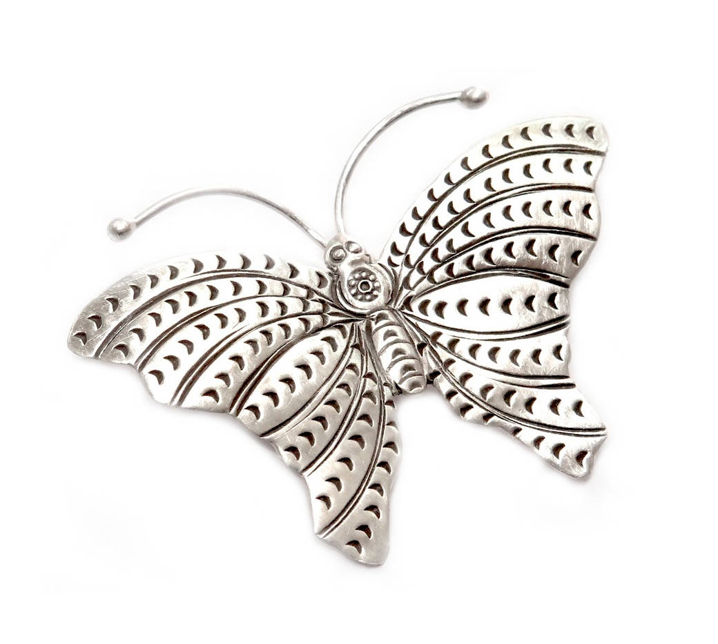 Sterling Silver Large Butterfly Statement Pendant Necklace Etsy