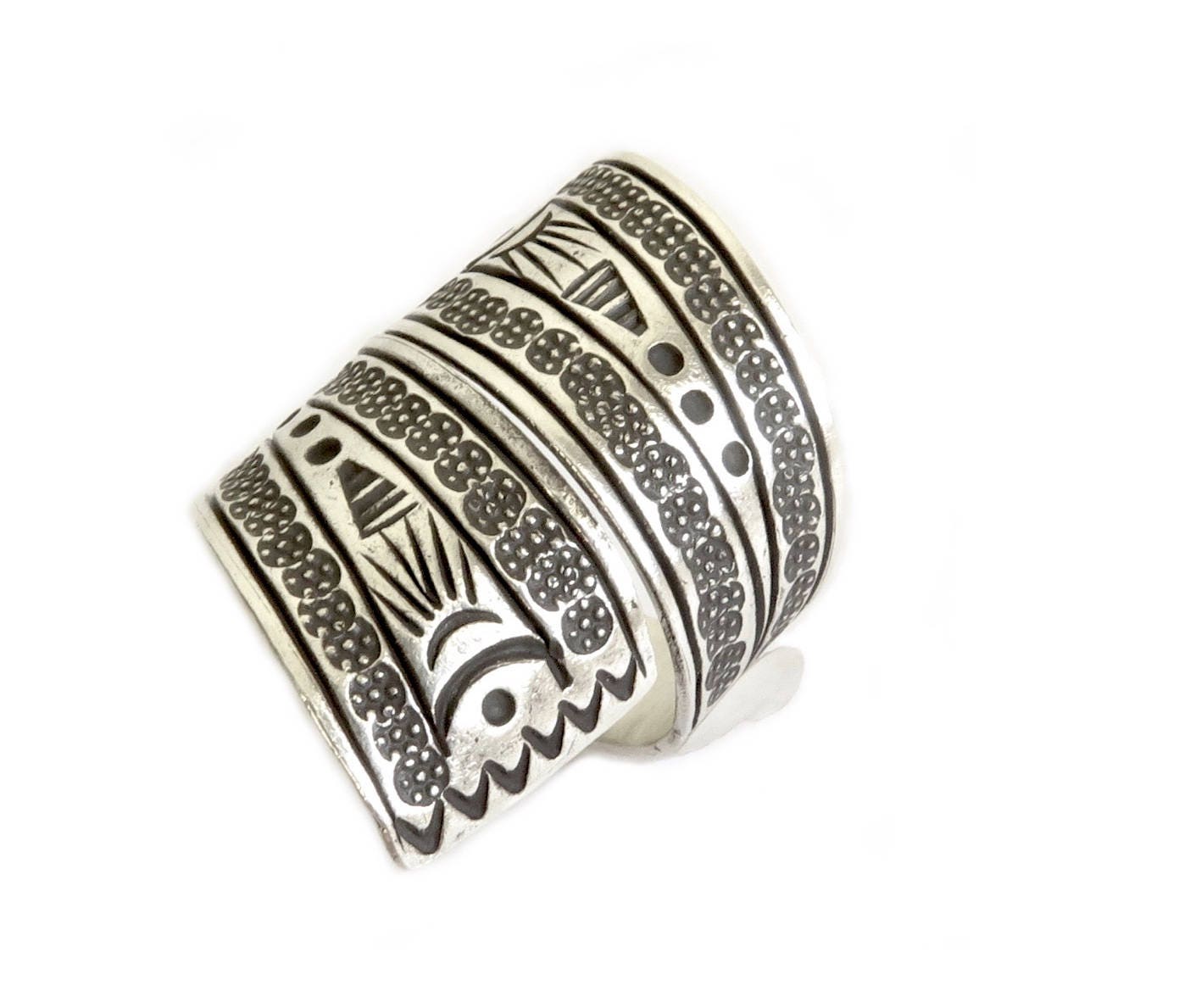Handmade Sterling Silver Boho Ethnic Spiraling Statement Ring Etsy