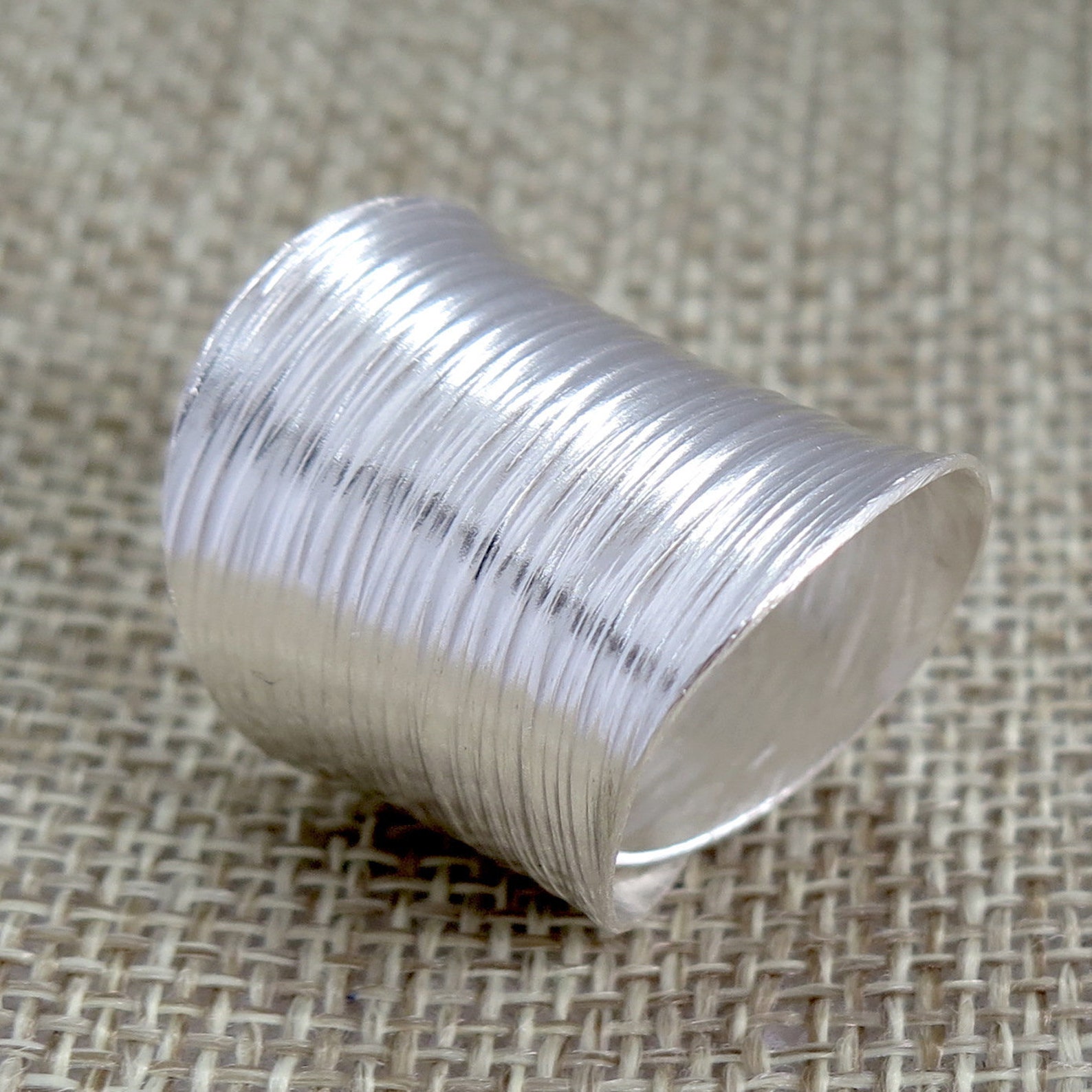 Sterling Silver Wide Band Statement Ring, Handmade Boho Long Adjustable ...