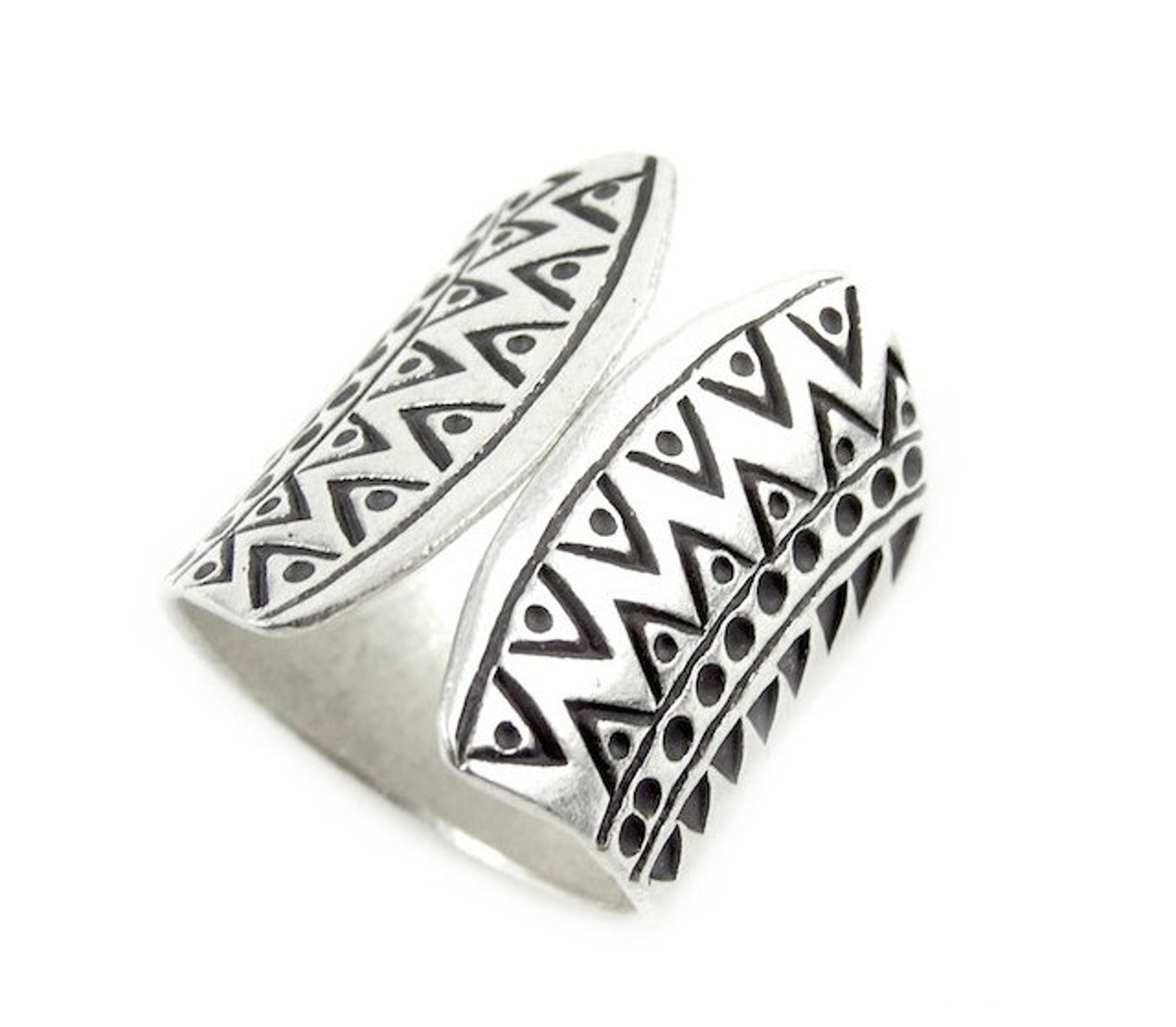 Boho Handmade Sterling Silver Ethnic Tribal Wide Band Statement Ring ...