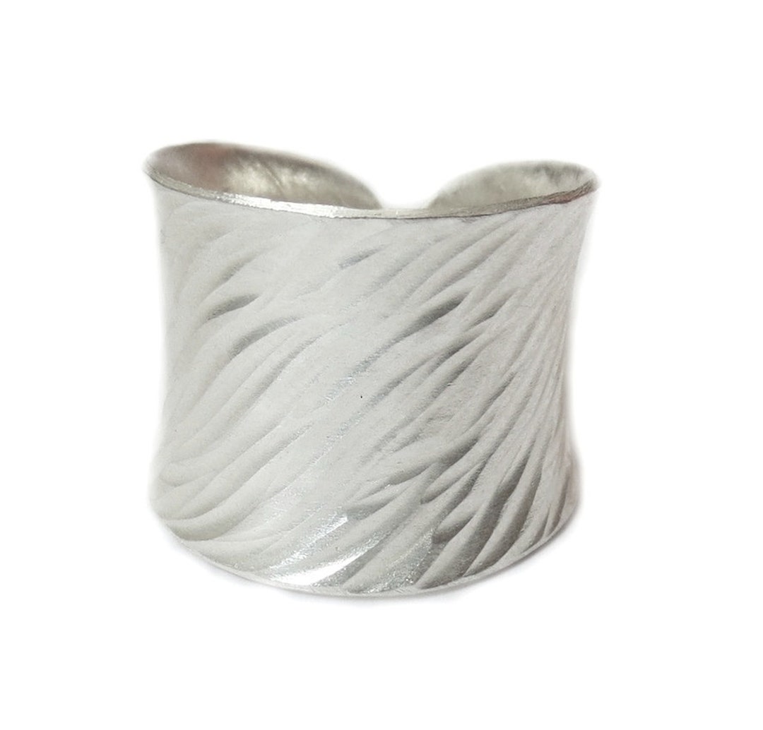 Handmade Sterling Silver Wide Band Statement Ring, Boho Tree Bark ...