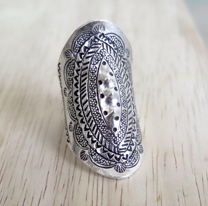 Sterling Silver Large Boho Statement Ring Handmade Ethnic Etsy