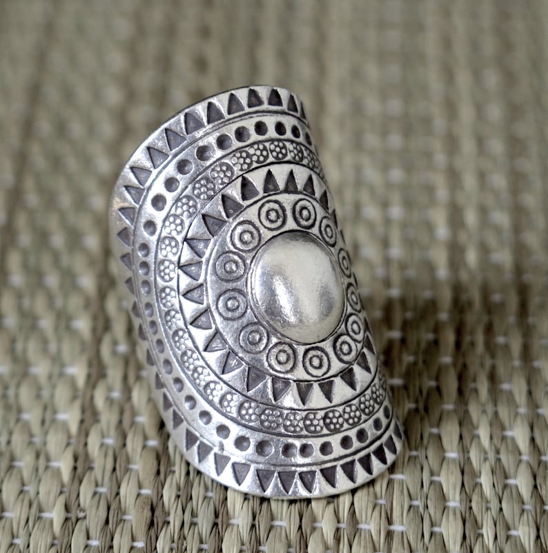 Sterling Silber Mandala Boho Statement Ring handgemachter Etsy.de