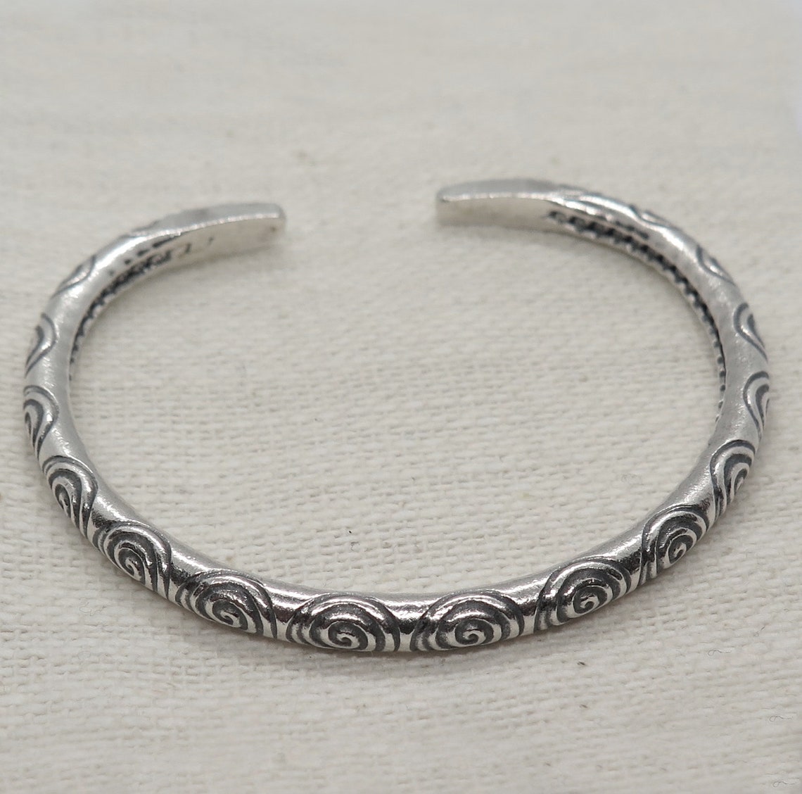 Sterling Silver Boho Cuff Bracelet Handmade Adjustable Thick Etsy