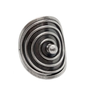 Sterling Silver Boho Large Statement Ring, Handmade Ethnic Tribal Spiral on Black Oxidized Silver Rounded Adjustable Ring, Dark silver Ring