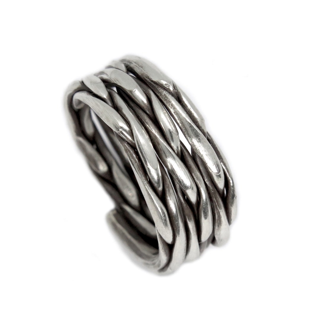 Sterling Silver Wide Ring Handmade Boho Hippie Braided Rustic - Etsy