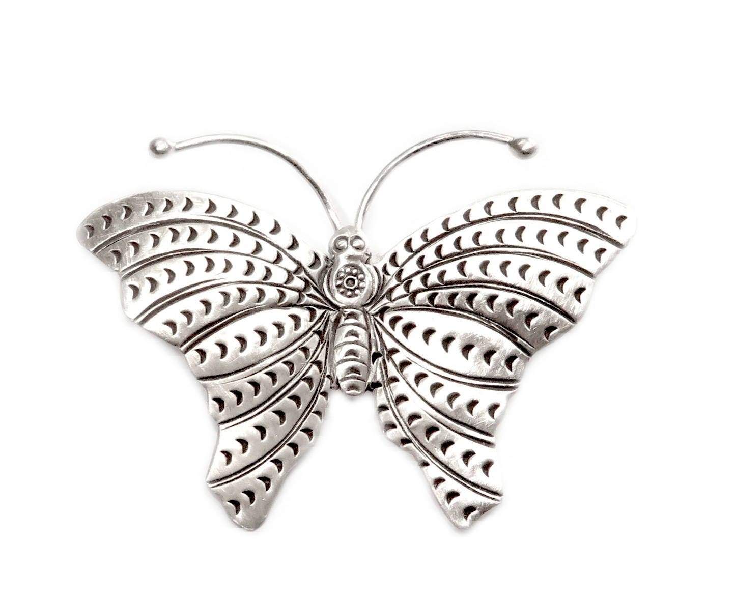 Sterling Silver Large Butterfly Statement Pendant Necklace Etsy