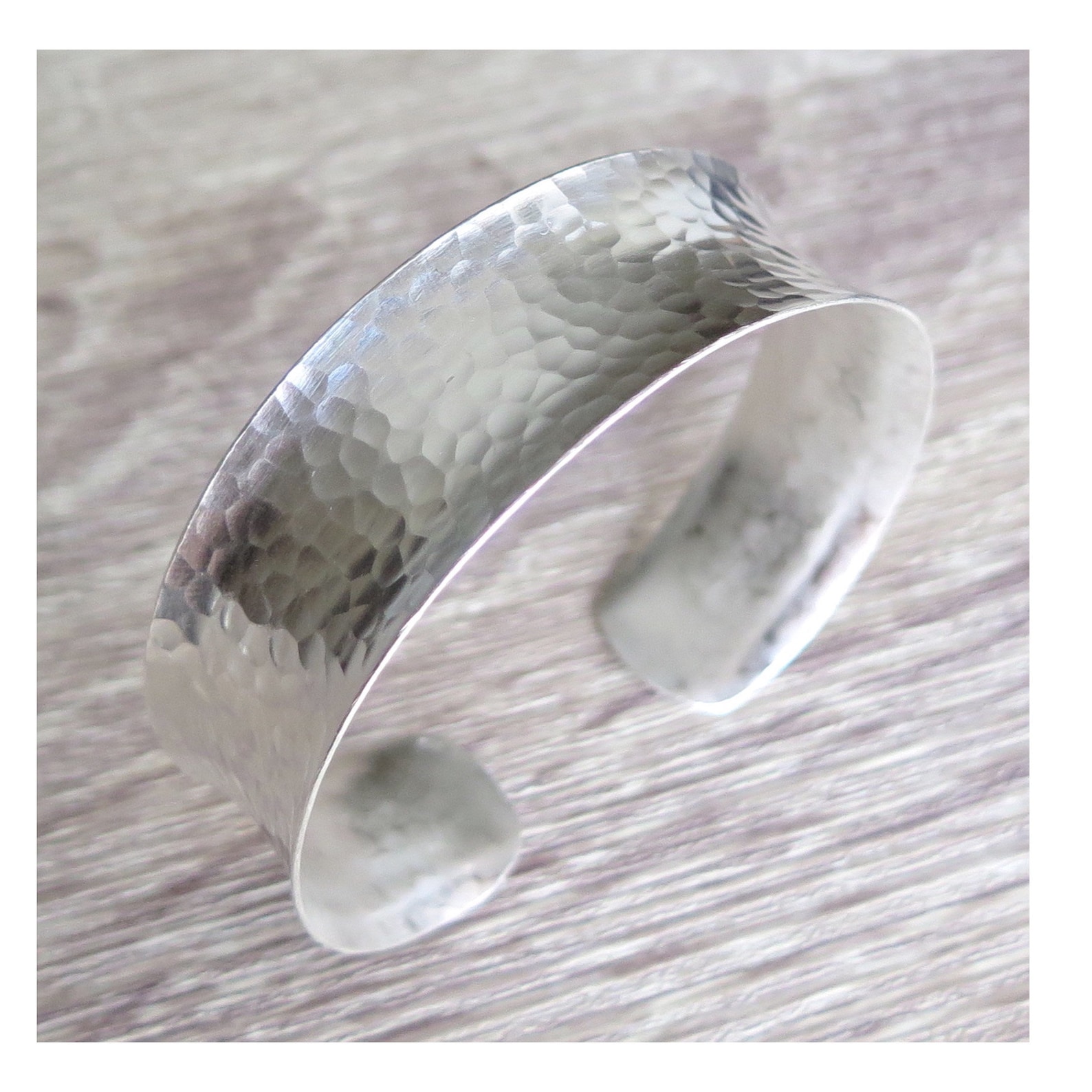 Wide Hammered Metal Cuff Bracelet