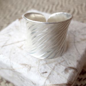 Handmade Sterling Silver Wide Band Statement Ring, Boho Tree Bark ...