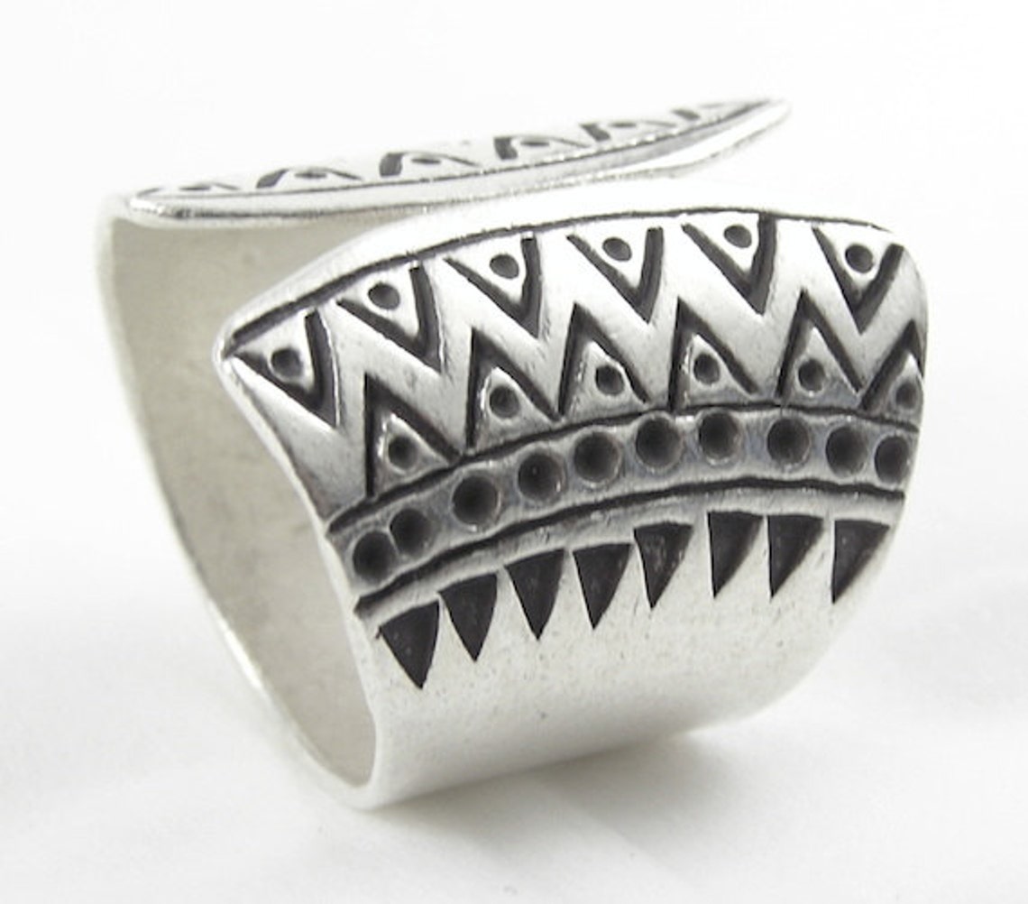 Boho Handmade Sterling Silver Ethnic Tribal Wide Band Statement Ring ...