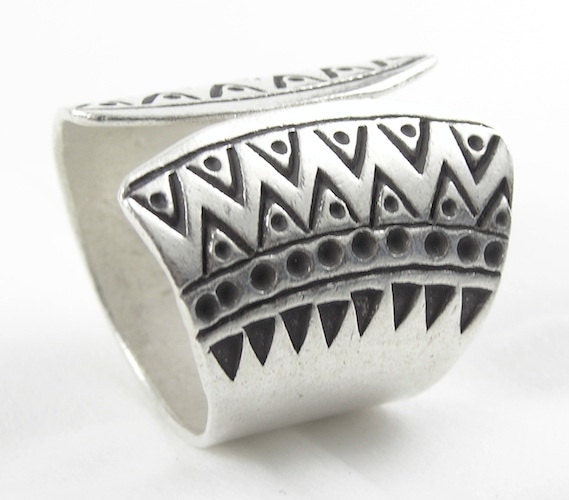 Boho Handmade Sterling Silver Ethnic Tribal Wide Band Statement Ring ...