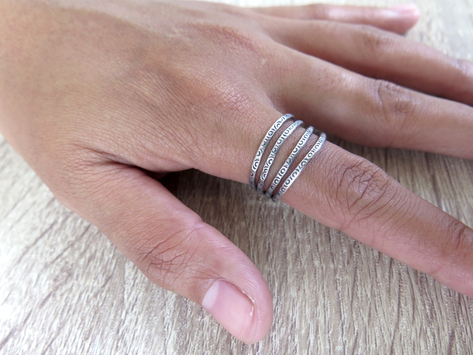 Sterling Silver Connected Stacking Rings, Set of 4 Linked Rings ...